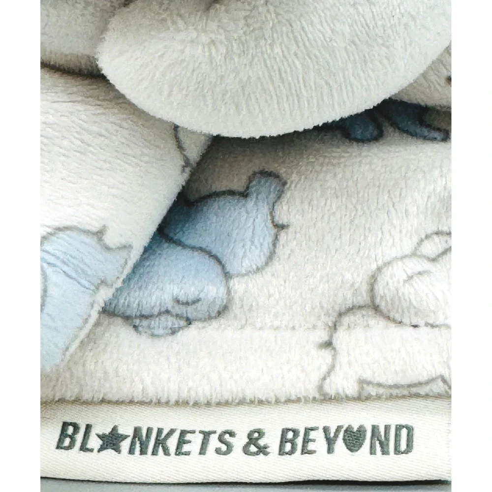 Blankets‎ Beyond Elephant Lovey Security Blanket Blue White Plush 2018 12 inch